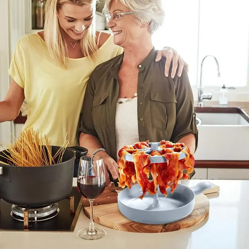 New Microwave Bacon Cooker Microwave Bacon Dish Tray Bacon Grease Catcher Meal Prep Tool Kitchen Dorm Gadget Meal Prep Tool