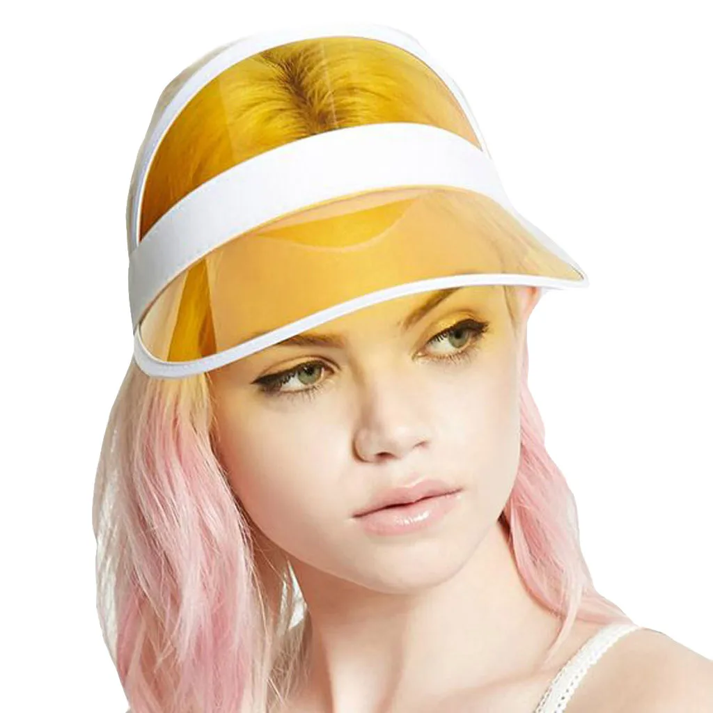 2023New Summer PVC Hats Sun Visor Party Casual Hat Clear Plastic Adult Sunscreen Cap Fashion Outdoor Sports Hats Women Ladies