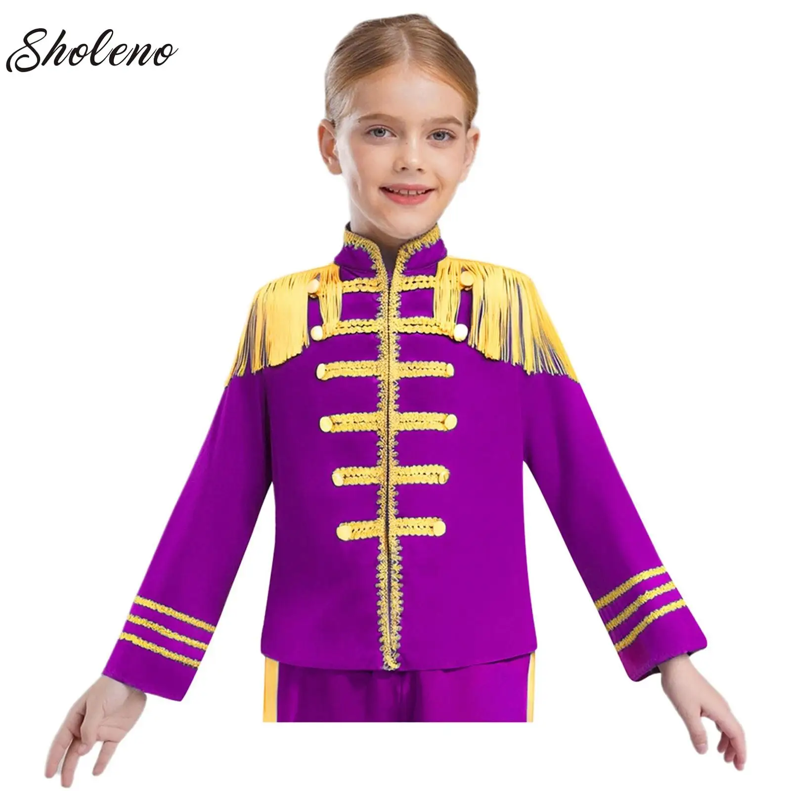 

Kids Boys 60's Revolution Mod British Costume Hippie Music Star Jacket Halloween Party SGT Sergeant Pepper Jacket for Stage