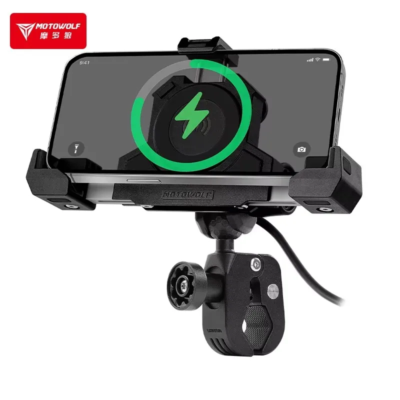 MOTOWOLF motorfiets buiten schokabsorberende mobiele telefoonhouder driehoeken vaste houder draadloos opladen navigatiehouder - afbeelding 1