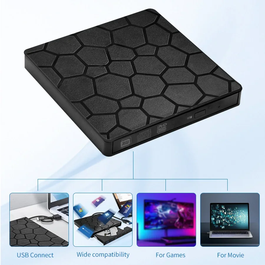 2in1 USB 3.0 نوع C محركات الأقراص الضوئية الخارجية DVD RW قارئ الأقراص المضغوطة مشغل أقراص مضغوطة للكمبيوتر المحمول سطح المكتب المحمولة DVD الموقد مسجل