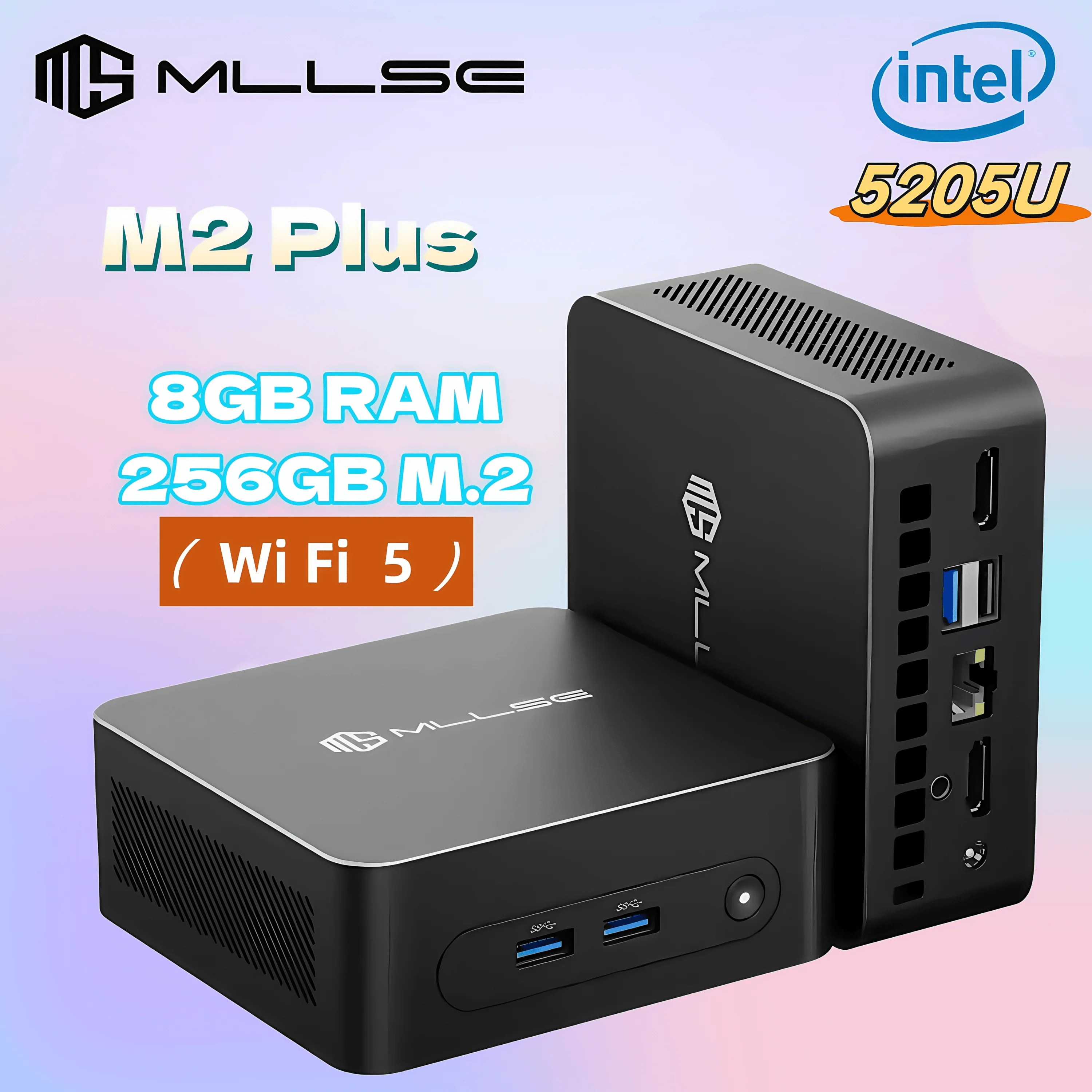 MLLSE M2 Plus Mini PC Intel Celeron 5205U DDR4 8 GB RAM 256 GB ROM Windows 11 Pro WiFi 5 BT4.2