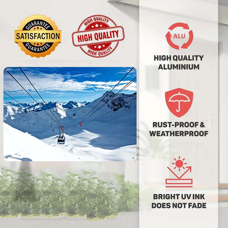 Down the Ski Slope Poster Retro 3D Printed Metal Signs Customized Wall Hanging Gift for Modern Home Decoration Luxury Decor Room