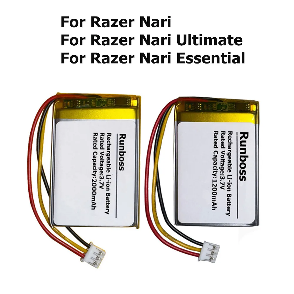 3.7V 1200mAH/2000mAh Replacement Headset Battery For Razer Nari Ultimate Nari Essential RC30-026901