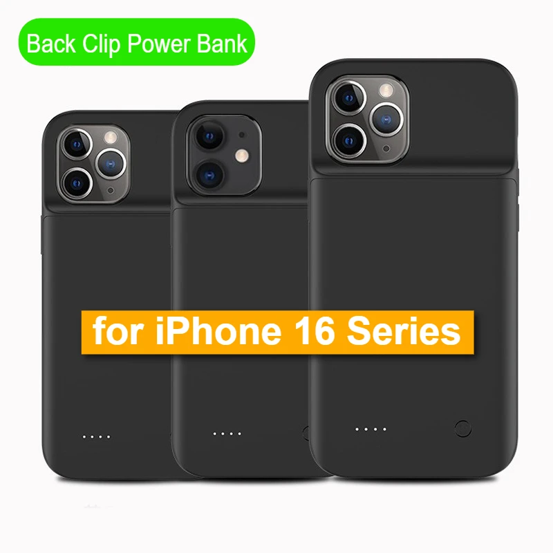 

Back Clip Power Bank for Iphone16/16pro/16plus/16promax Ultra-thin Charging Back Clip Battery TPU Soft Rubber Case Power Bank