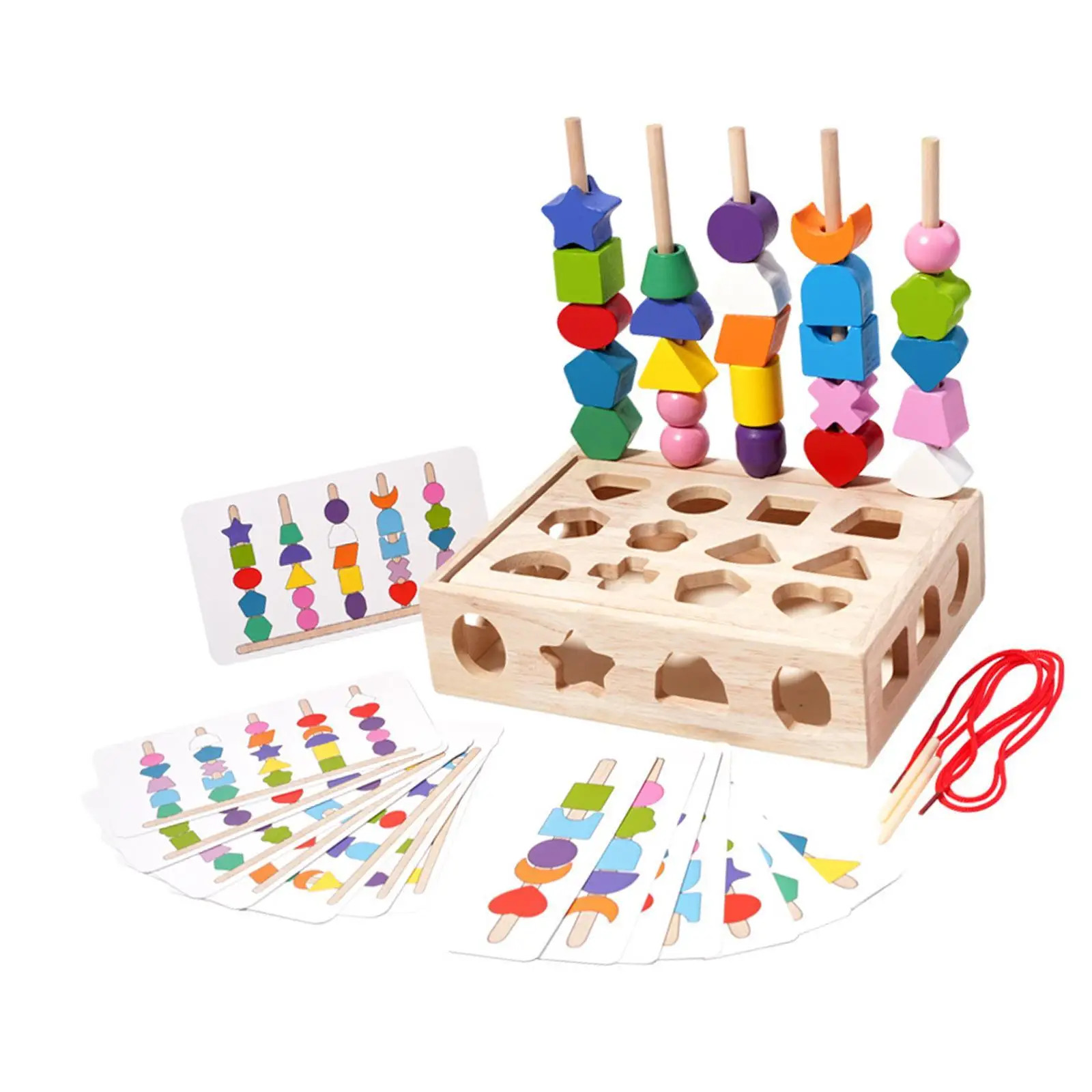 Montessori Toy Bead Sequencing Set Shape Sorter for Boys Girls Birthday Gift