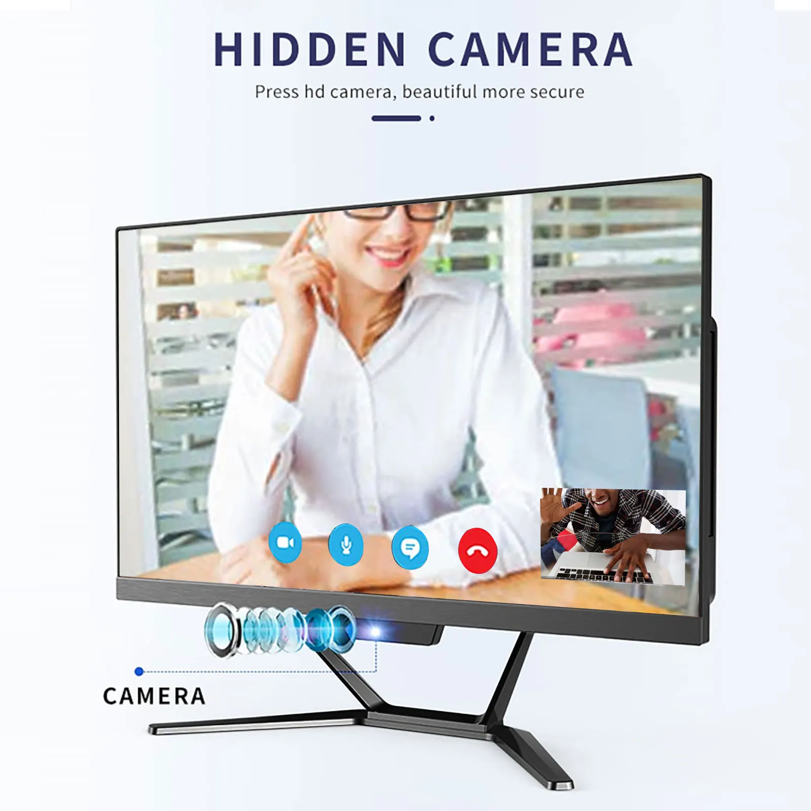 سطح مكتب 23.8 بوصة أسود قابل للمس لوحدة المعالجة المركزية Intel 1920x1080 HD شاشة كبيرة لنظام التشغيل Windows10 مع كاميرا الكمبيوتر