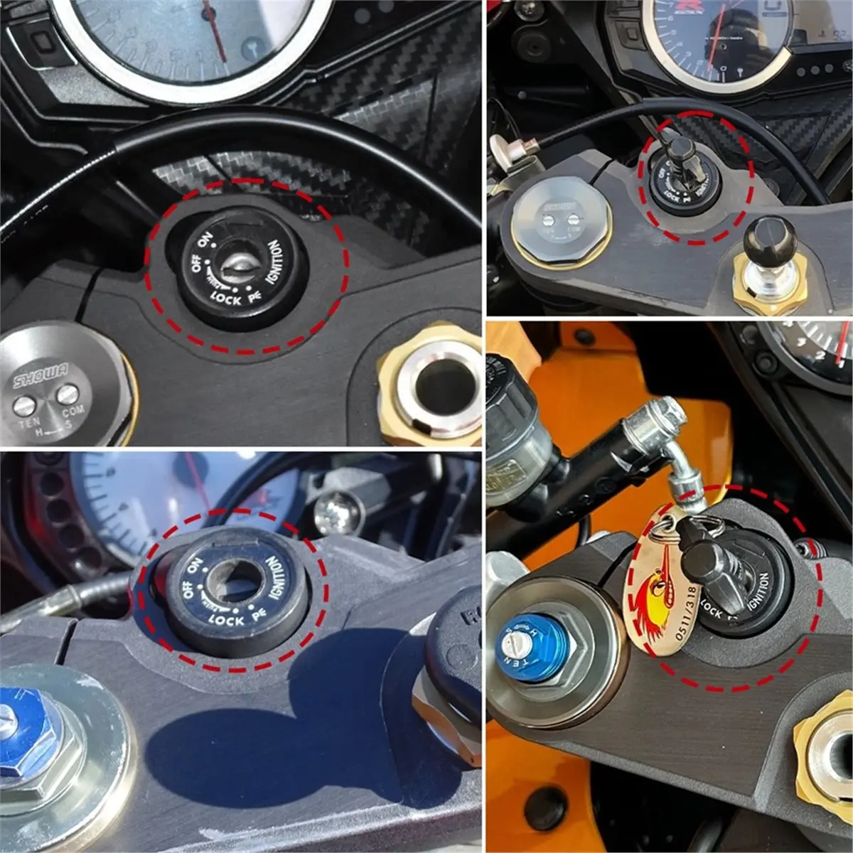 

Reliable- Electric Door Lock Cover Induction Coil Cover Keyhole Cap for Suzuki GSXR600 GSXR750 GSXR1000 DL650 DL1000 V-Strom