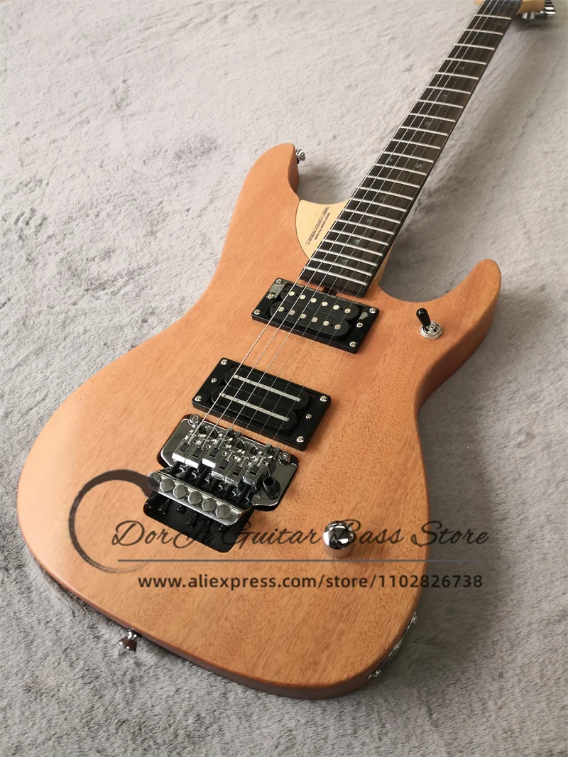 Original Wwood Color Electric Guitar Vibrato Bridge Mahogany body Maple Neck Rose Wood fingerboard mother shell Mosaic HH pickup