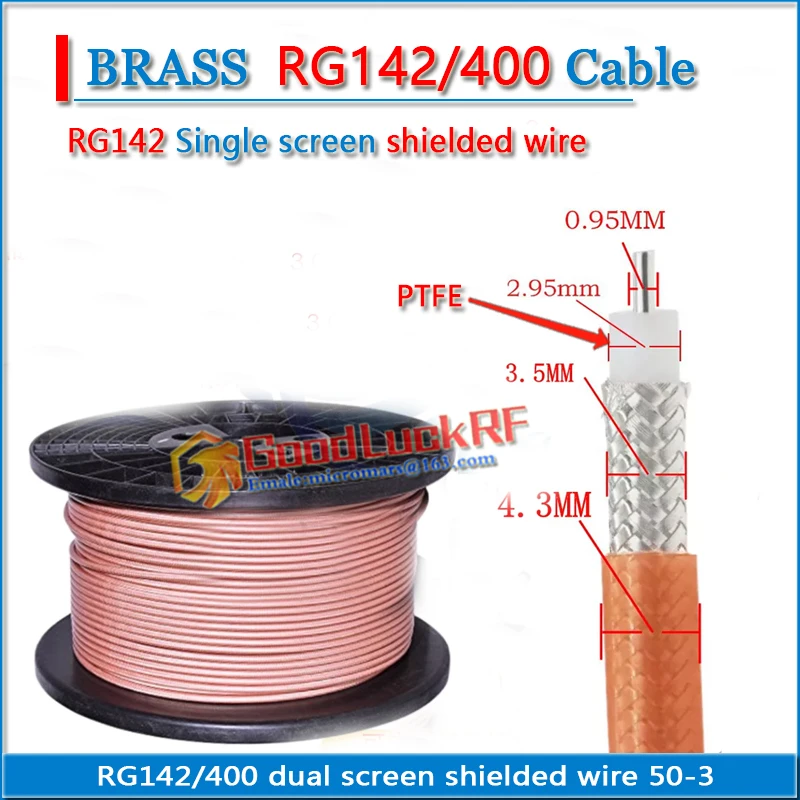 Flexible coaxial RG142 RG400 Copper Double Shield silver plated high-temperature Pigtail Jumper 50-3 Low Loss