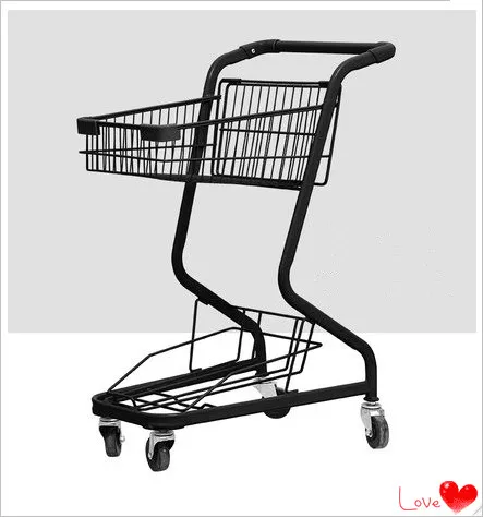 Supermarket shopping cart household trolley double-deck minivan supermarket shopping trolley ktv beer trolley