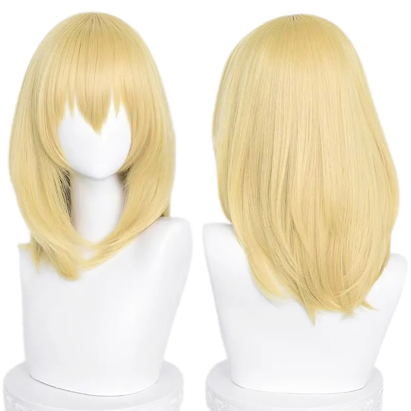 أنيمي شعر مستعار عواء الذهبي تتحرك القلعة COSWig مزيج خاص الذهب روز صافي مقلد فروة الرأس #6