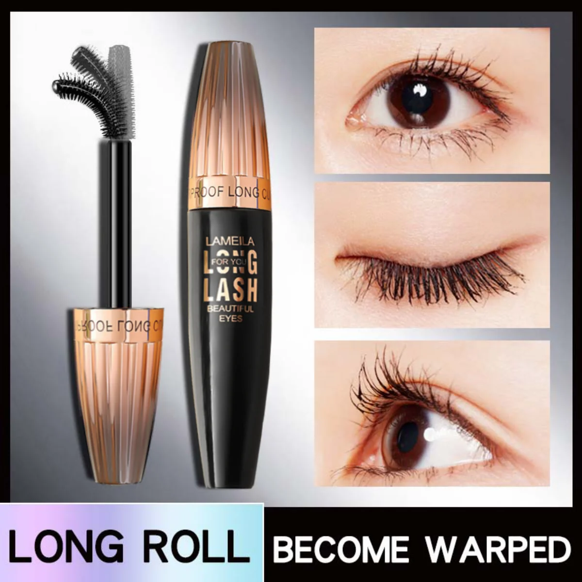 Wasserdichte 4D-Mascara, dick, lang, wischfest, prall, verschlüsselt, langlebig, Curling, großes Augen-Make-up, Make-up-Werkzeuge