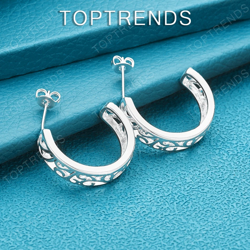 Fashion Charm Jewelry 925 Sterling Silver Semi-Circular Stud Earrings For Women Birthday Party Gift Simple Versatile Accessories