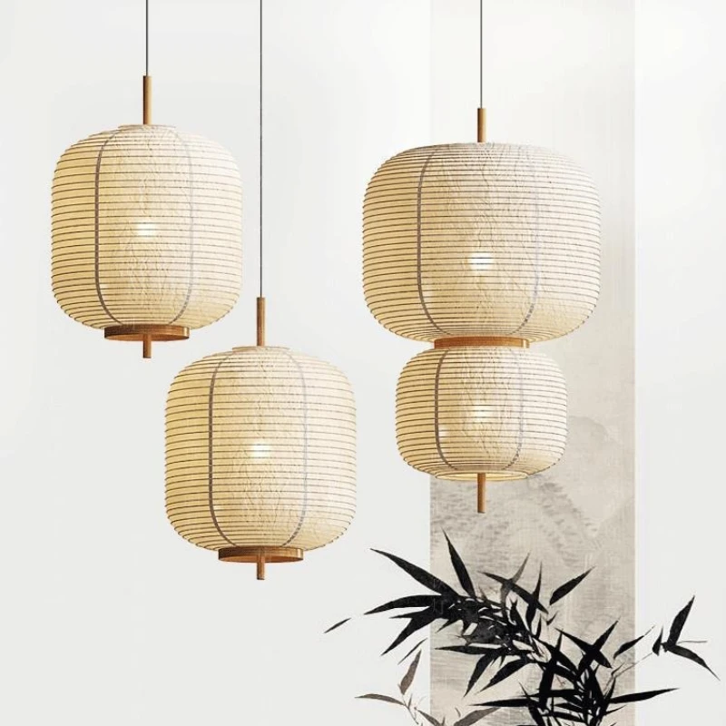 Japanese Wabi Sabi Zen Fabric Chandelier Creative Ancient Style Lighting for Restaurant Bar Tea Room B and B Home Decor Lamp