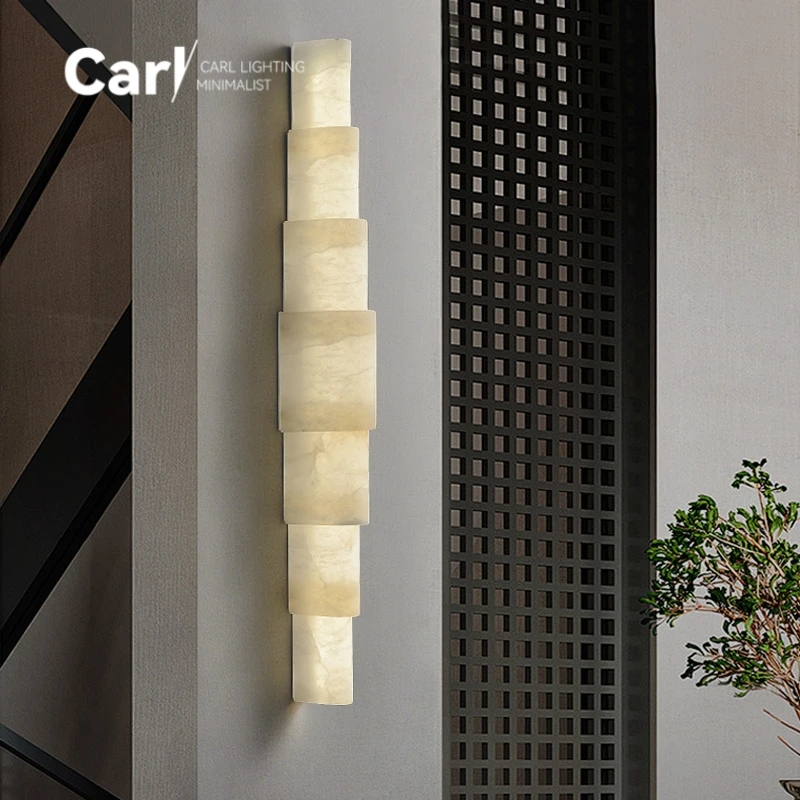 مصباح جداري من الرخام الطبيعي ضوء فرنسي فاخر للمنزل بسيط حائط الخلفية مصباح مصمم إبداعي للممر وغرفة النوم بجانب السرير