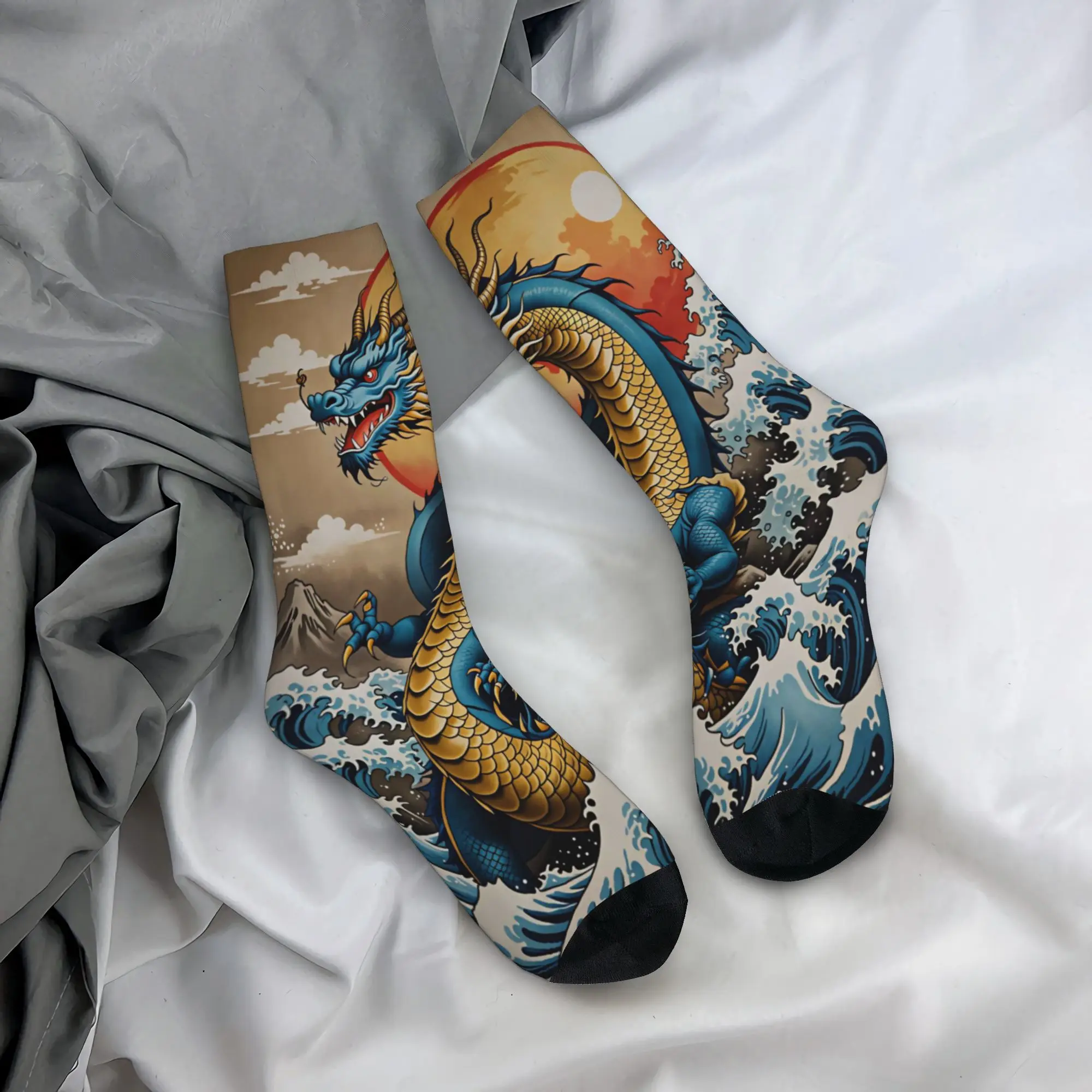 

Dragon Pattern Socks Elegant Stockings Autumn Anti Slip Men Socks Quality Design Outdoor Socks