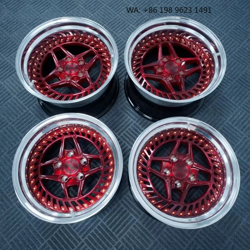 High-end customized deep concave forged alloy wheel hub, multi-inch single-piece sport rims, 5×3 PCD, gold polished finish