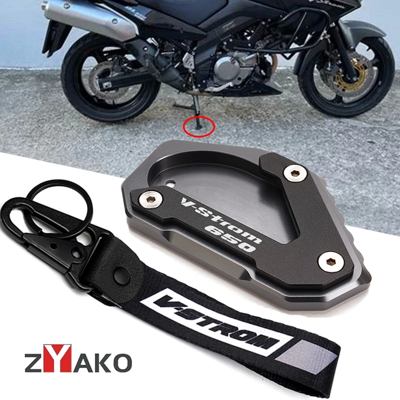 

VSTROM650 For SUZUKI Vstrom 650 DL650 650 XT DL V-STROM 2012-2022 2020 Motorcycle Key chain Kickstand Pad Side Stand Enlarger