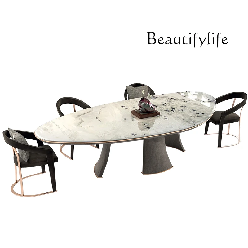 light luxury natural luxury stone dining table design high-end special-shaped dining table water drop 2.8 meters