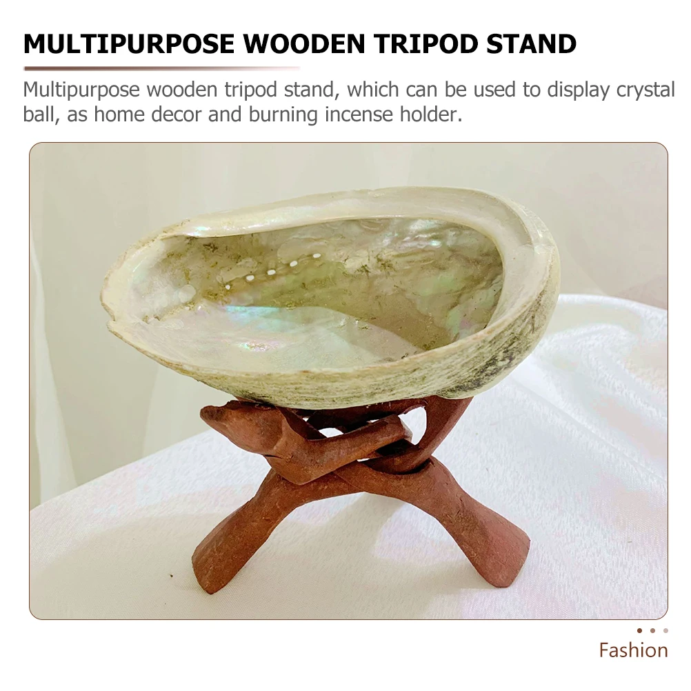 

Wooden Tripod Stand Light Brown Bowl Display Rack Conch Shell Holder Jewelry Dish Wood Stand Multipurpose Home Decor Storage