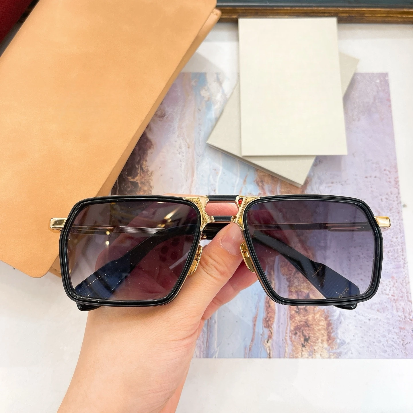   مربع جسر مزدوج النظارات الشمسية الشعبية مصمم رجل إمرأة GT-R موضة نظارات شمسية معدنية في الهواء الطلق الرجال النظارات الشمسية