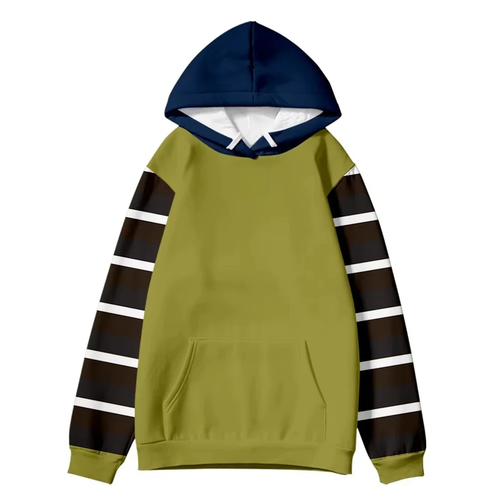 2026 Neuer Stil Herren Loose-Fit Pullover Hoodie mit Kontrast-Kapuze & gestreiftem Ärmelmuster, einfarbig grauer Torso, langärmliges Kapuzenoberteil für Kinder – Detail 8
