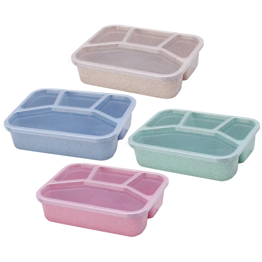 

4 Pcs Lunch Box Reusable Containers Bento Snack Boxes Compartment Food Container Leak Proof Moderate Capacity Pp Lid Student