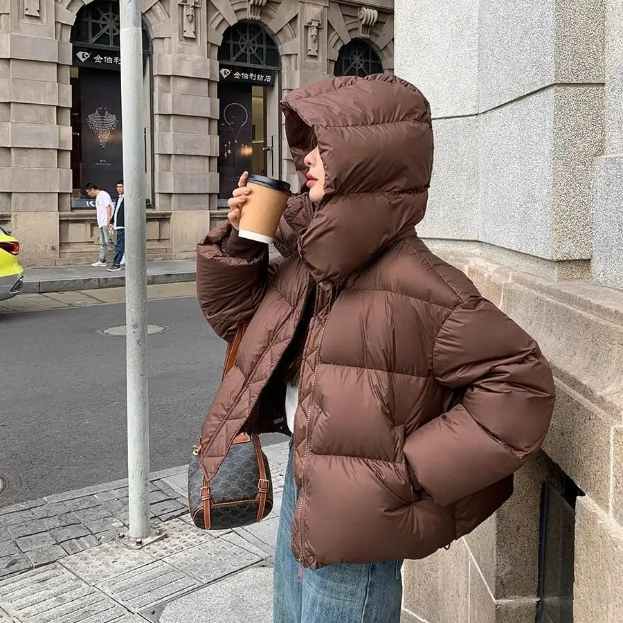 Short Women's Cotton-padded Jacket 2025 Autumn and Winter Padded Hooded Zipper Commuter Jacket