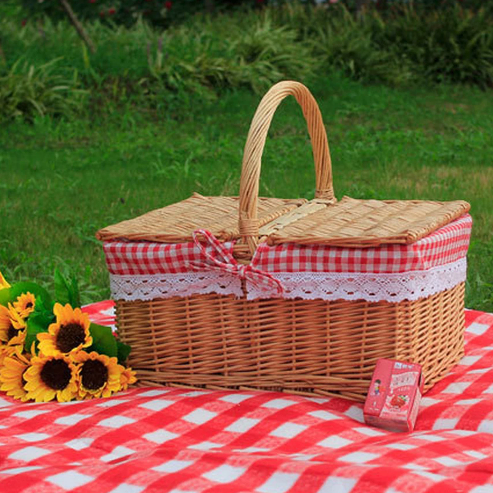 Woven Wicker Basket Picnic Camping Storage Bread Fruit Food Breakfast Flower Display Box Kitchen Orginazer Home Decor