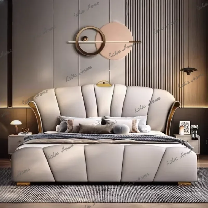 Best Sellers Unique Luxury Headboard Double Bed Nordic Pretty King Size Room Double Bed Hotel Modern Letto Matrimoniale Bedroom