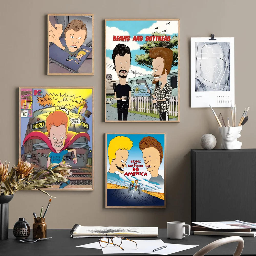 Anime Beavis And Butthead Classic Vintage Posters Whitepaper Prints Posters Artwork Kawaii Room Decor