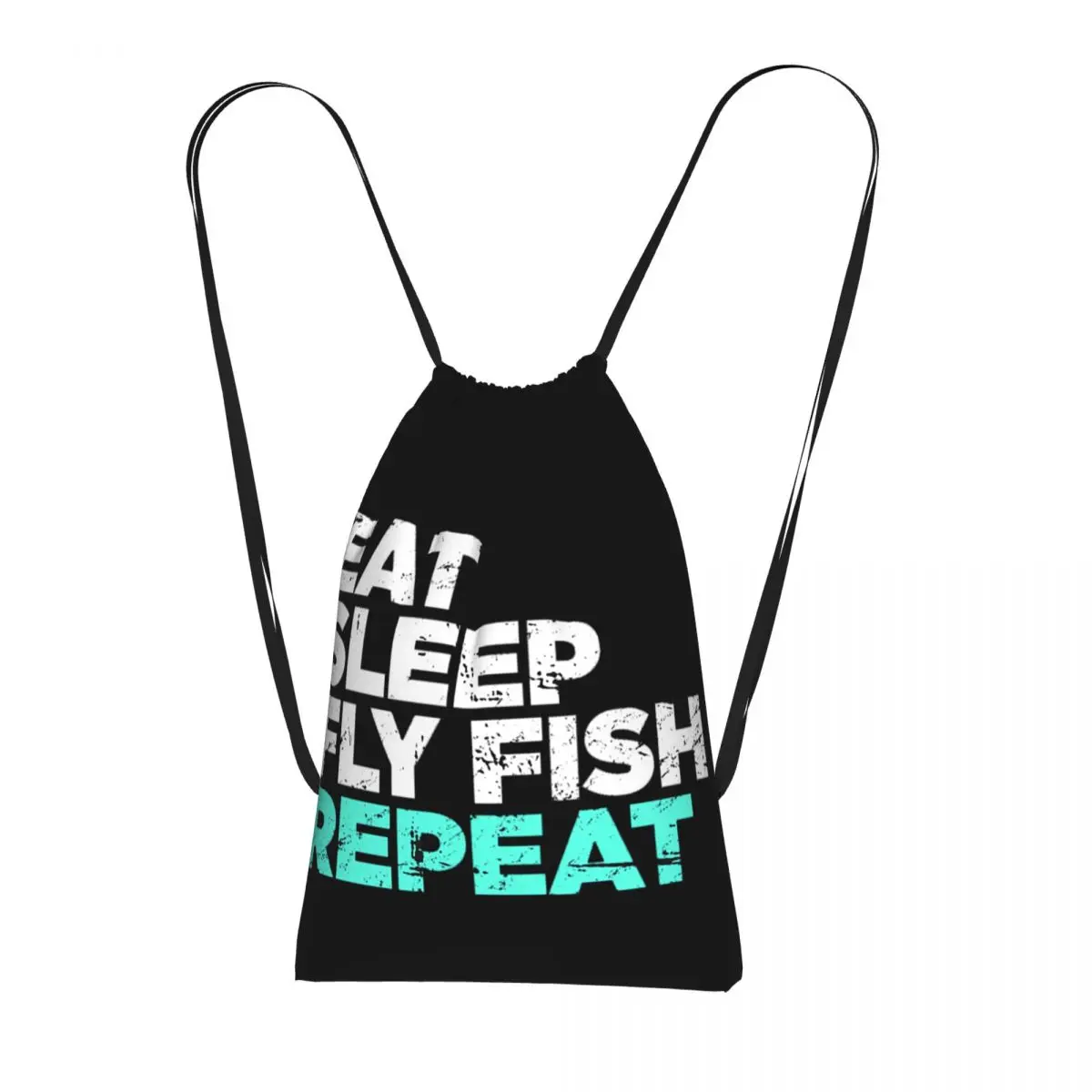 Eat Sleep Fly Fish Fly Fishing Graphic Drawstring Backpack hiking cycling Bag Lightweight Storage Drawstring Bag for Men Women