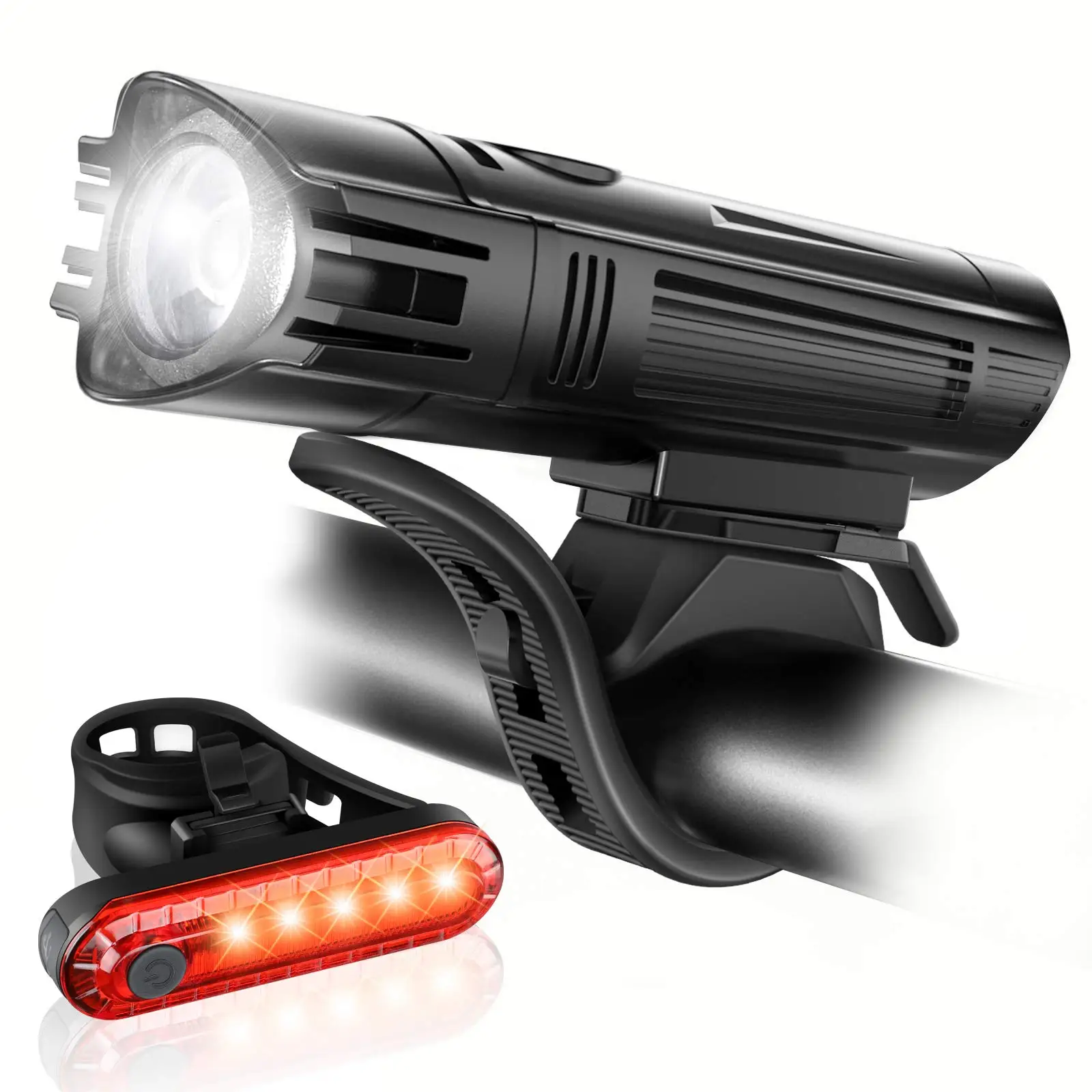 

Ultra Bright USB Rechargeable Bike Light Set,Bicycle Front Headlight and Back Taillight,4 Light Mode,Easy to Install for Cycling