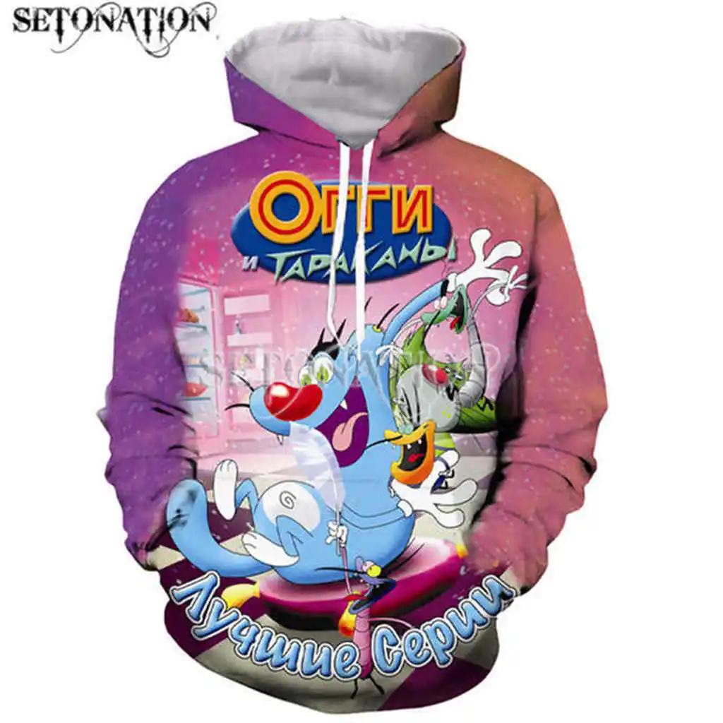 Oggy and the Cockroaches Fashion Long Sleeves 3D can customize arrive Print Zipper/Hoodies Jacket/Men/women dropshipping