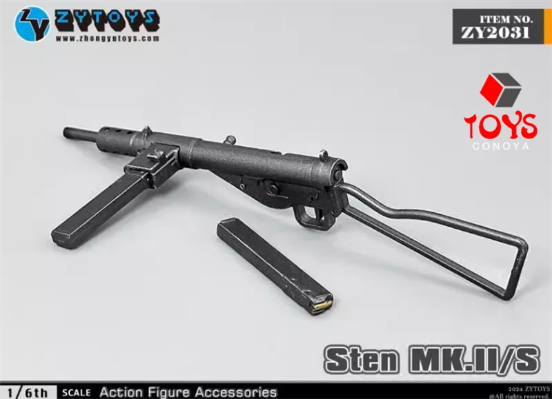 ZYTOYS ZY2031 Model Senapan Mesin Ringan Sten MK.II/S Skala 1/6, Aksesoris Model untuk Figur Aksi Tentara 12''