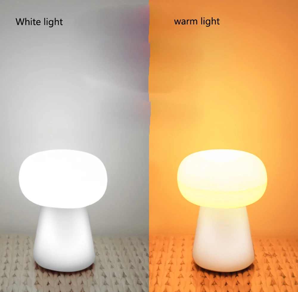1800mAh LED Night Light with Clock Mushroom Shape Desktop Bedside Lamp Lighting Children's Birthday Christmas Gift Atmosphere