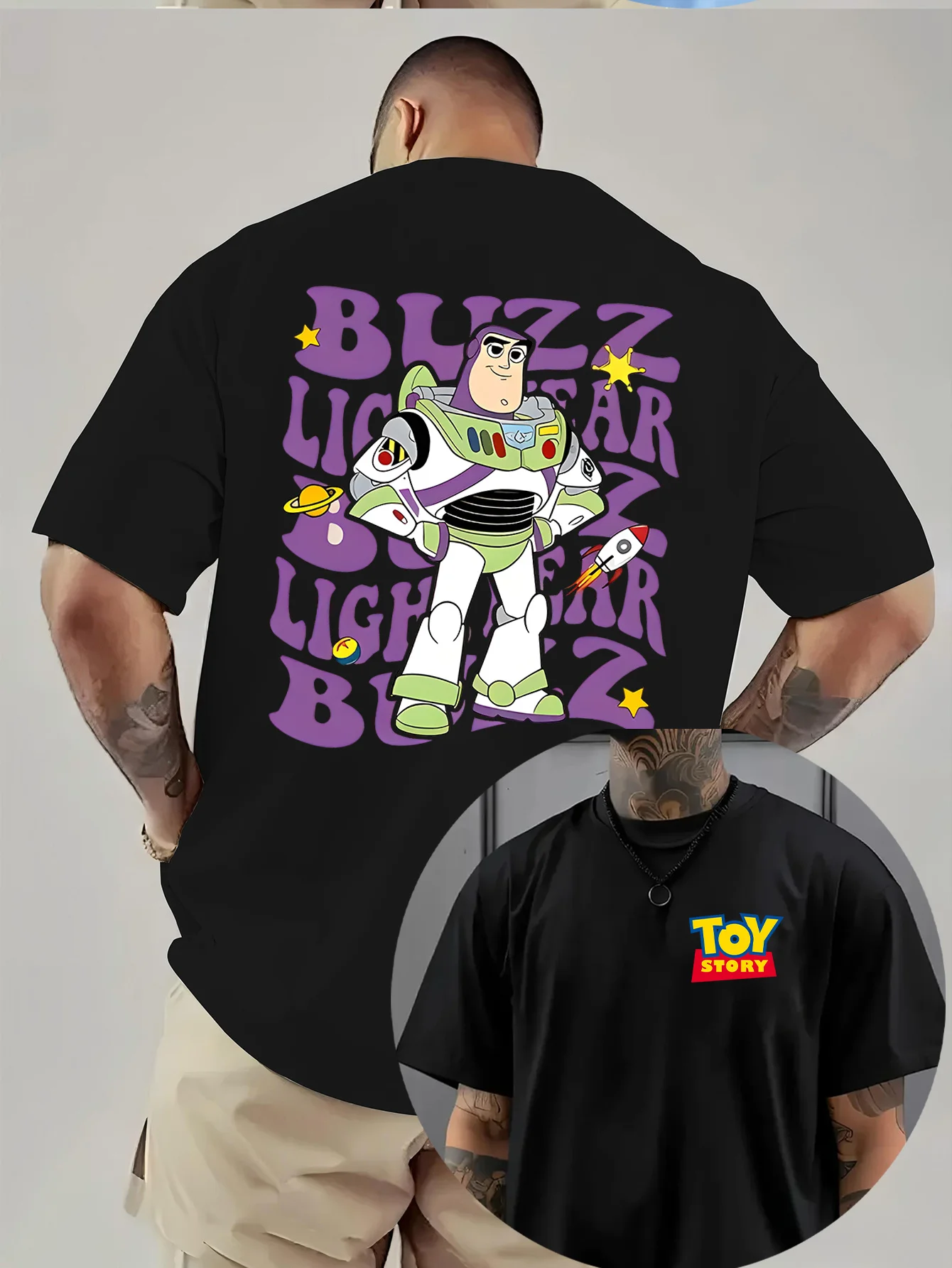 

25/26 New T-shirt Disney Toy Story Street Fashion Men's Large 3D Printed Adult and Children's Style Summer Versatile Trend