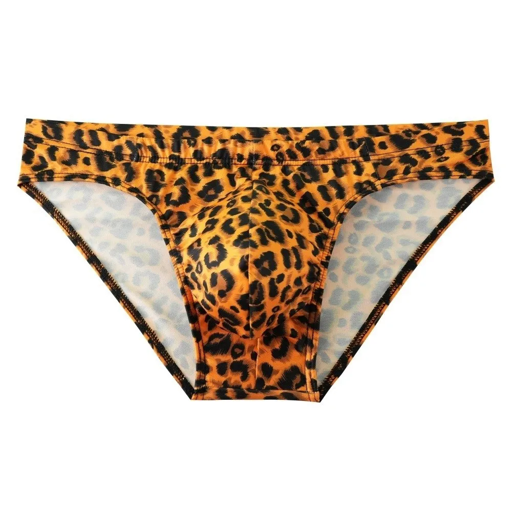 Lingerie Leopard Triangle Panties Breathable Low Waist Men Thin Briefs Leopard Print Comfortable Underwear for Men Gifts