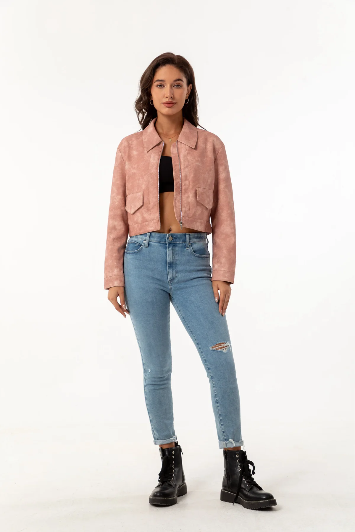 Spring and Autumn New Thin Leather Coat Long sleeved Casual Women's Coat Fashion Short Motorcycle Zipper Leather Jacket