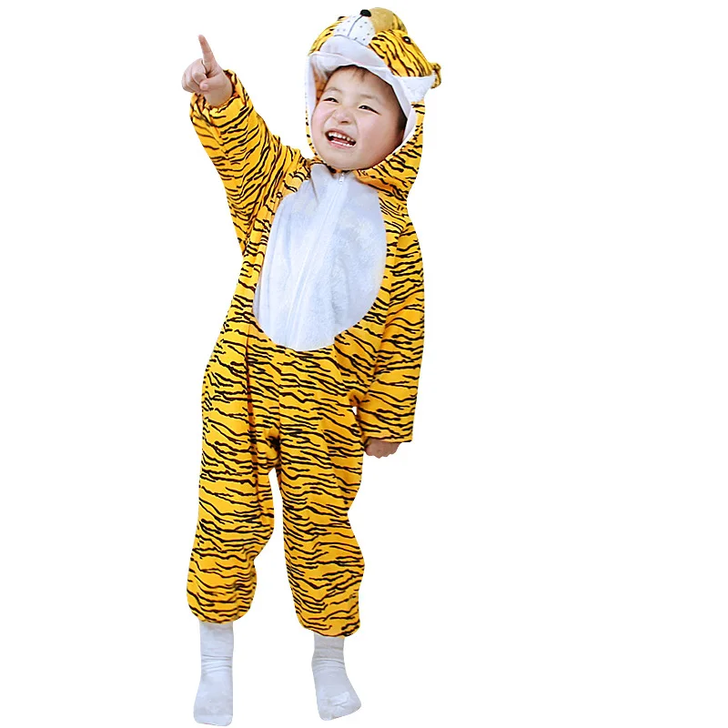 Children's Day Animal Cosplay Costume Jumpsuit Zebra Cows Tiger Wolf Bee Rabbit Costume Zip Show Clothes Stage Performance Set