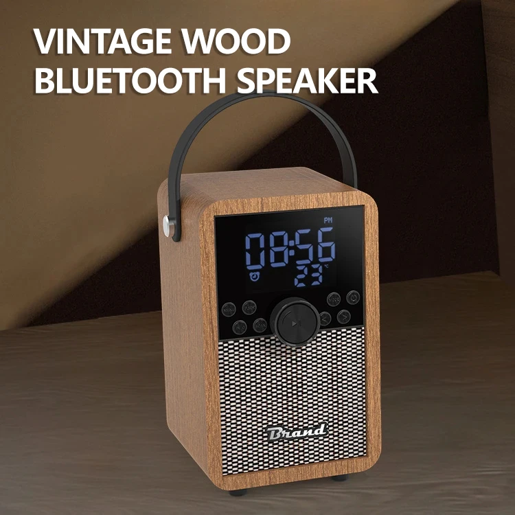 High Quality Wooden Bluetooth Speakers Portable Multi Functional Home Leisure Office Clock Bluetooth Audio TEMPERATURE DISPLAY