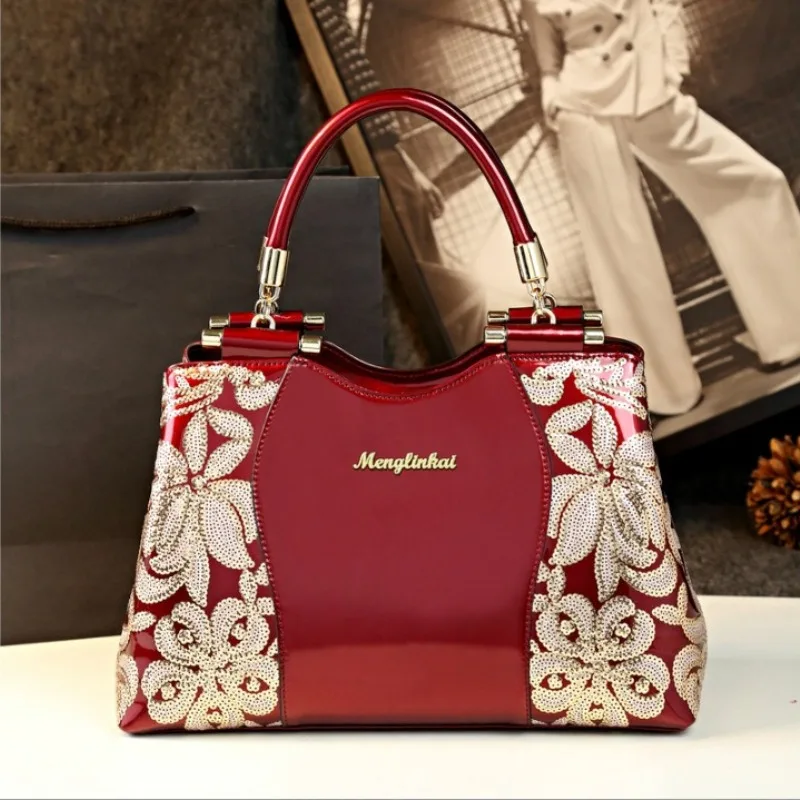 

Новая модная большая сумка 2026 года из изысканной лакированной кожи, блестящая женская сумка-мессенджер, сумка через плечо, кроссбоди