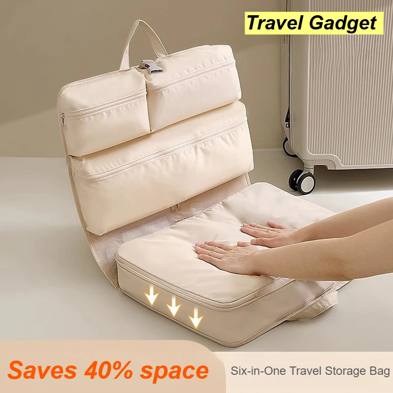 

Компрессионная дорожная сумка-органайзер 6-в-1, портативный органайзер для одежды и белья, складной и подвесной на чемодан, экономит 40% места.