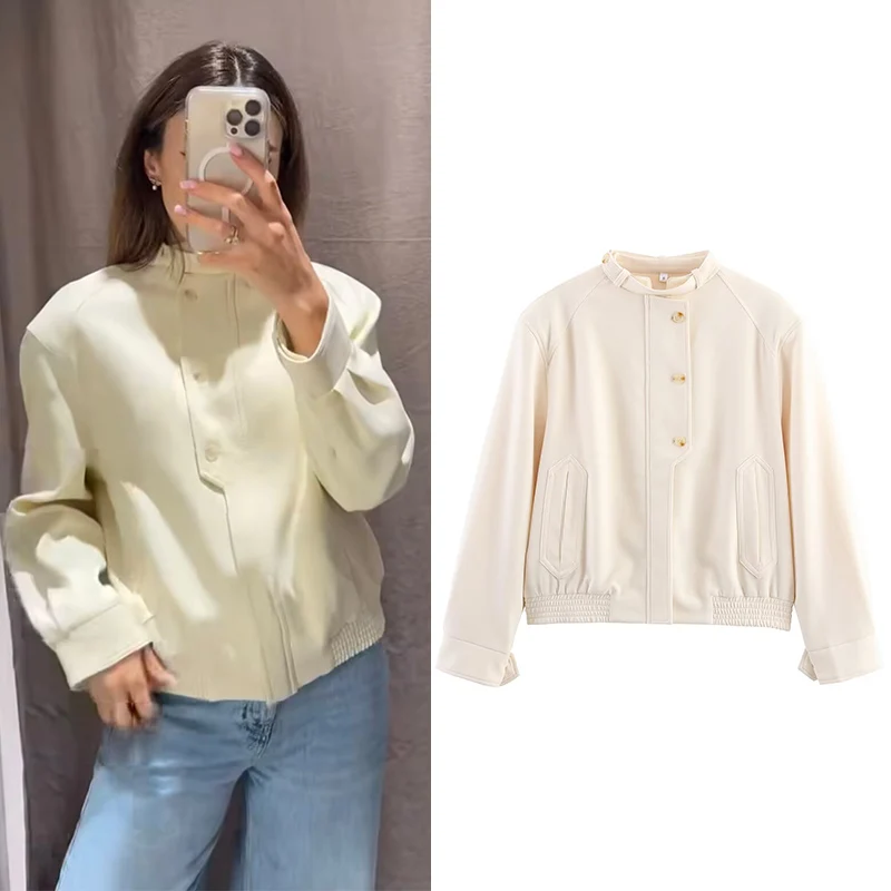 

Women's Jacket 2025 New Fashion Autumn Winter Stand Collar Jacket for Women Casual Chic Ladies Coat