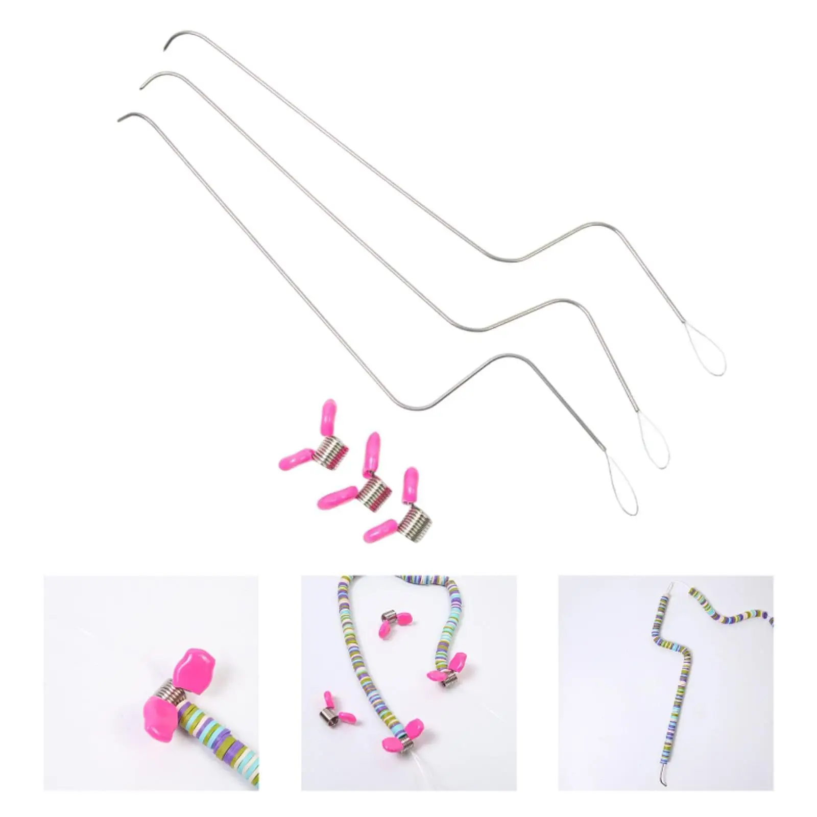 

3Pcs Big Eye Curved Pins Multipurpose Portable Reusable Large Eye Curved Beading Pins for Glass Beads Jewelry Making DIY Crafts