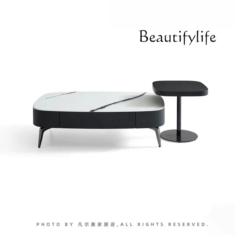 N40 Light luxury microcrystalline rock slab coffee table TV cabinet combination modern simple square coffee table living room ho