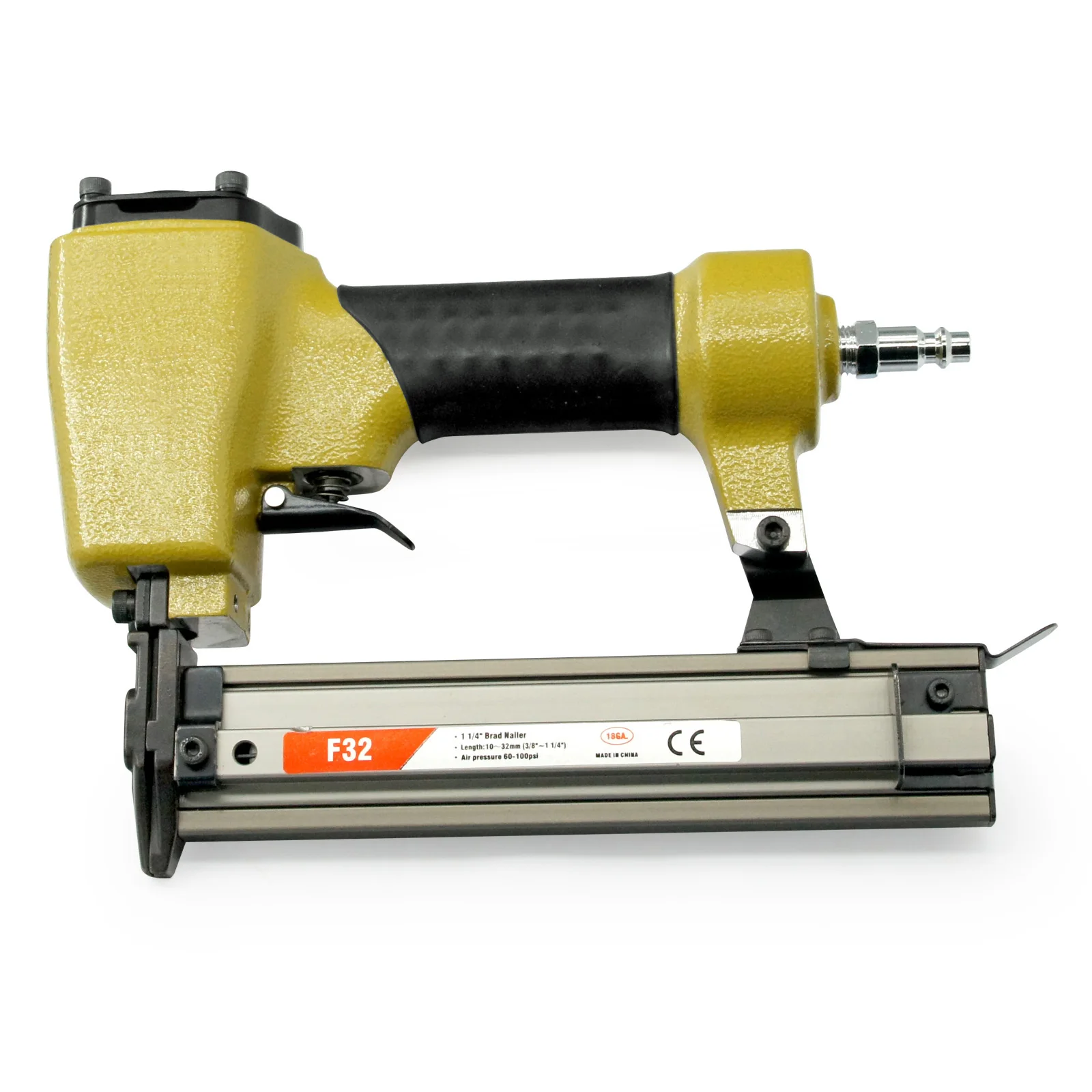 F32 18 Gauge Pneumatic Compact Brad Nailer, Fits 10-32mm Nails, Air Power Finish Nail Gun for DIY Project, Furniture