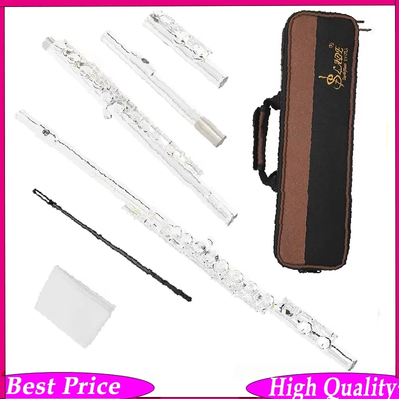 

SLADE Professional C Flute 16 Key E-Mechanism Sterling Silver Plated Beginner-Friendly Lead-Free Solder RoHS Certified Resonance