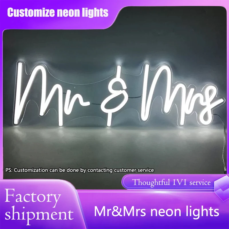 Mr&Mrs Custom Led Name Sign Подарочный Настенный Декор Спальня Декор Персонализированный DIY Свадьба День Рождения Магазин 61,5X25CM Детали Для Мальчиков Девушка